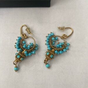 Lisa Robertson Florentine Italian Italy turquoise gold over silver earrings